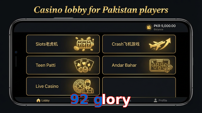 Lobby view of 92 Glory for Pakistan users